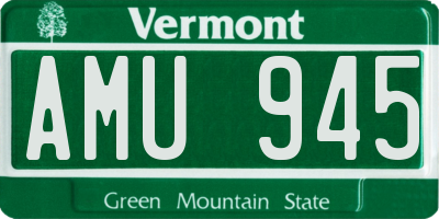 VT license plate AMU945