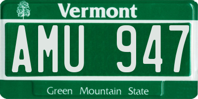 VT license plate AMU947
