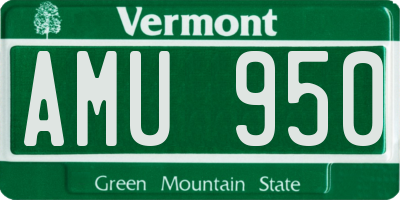 VT license plate AMU950