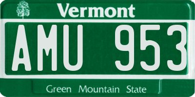 VT license plate AMU953