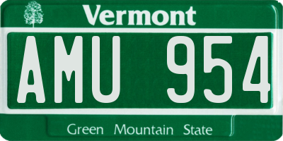 VT license plate AMU954