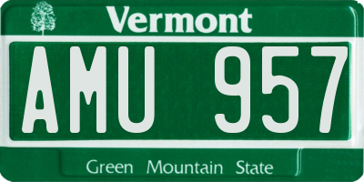 VT license plate AMU957