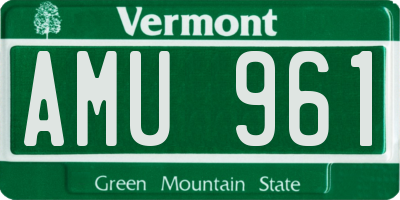 VT license plate AMU961