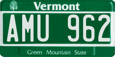 VT license plate AMU962
