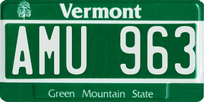 VT license plate AMU963