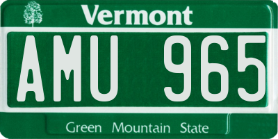 VT license plate AMU965