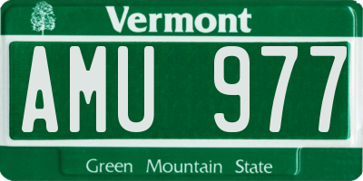 VT license plate AMU977