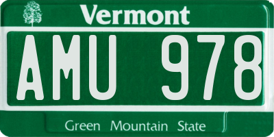 VT license plate AMU978