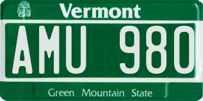 VT license plate AMU980