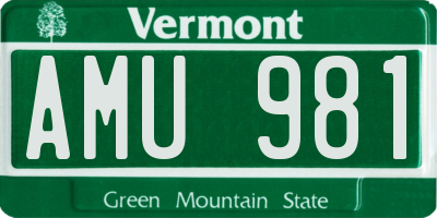 VT license plate AMU981