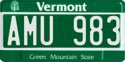 VT license plate AMU983