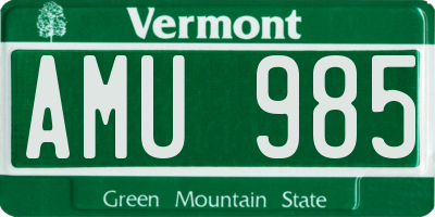 VT license plate AMU985