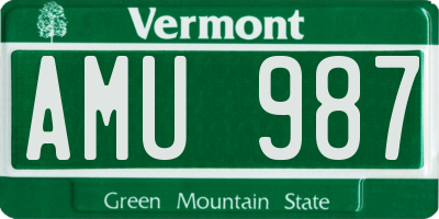 VT license plate AMU987