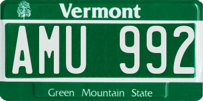 VT license plate AMU992