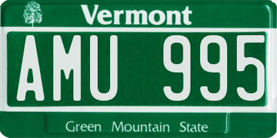 VT license plate AMU995