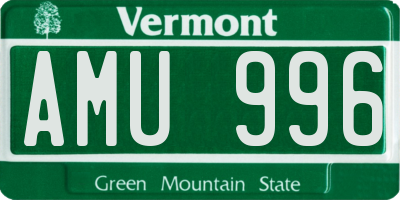 VT license plate AMU996
