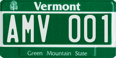 VT license plate AMV001