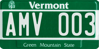 VT license plate AMV003