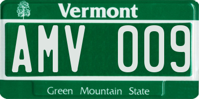 VT license plate AMV009