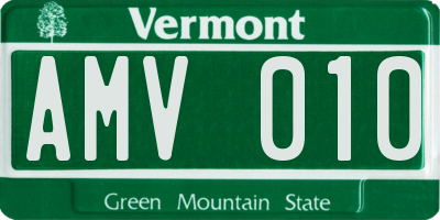VT license plate AMV010