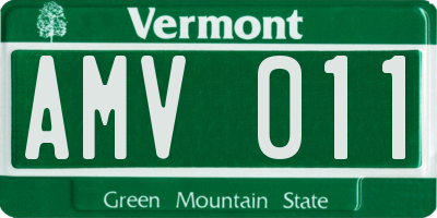 VT license plate AMV011