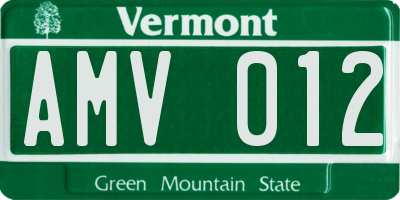 VT license plate AMV012