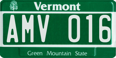 VT license plate AMV016