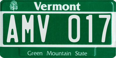 VT license plate AMV017