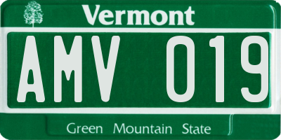 VT license plate AMV019