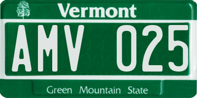 VT license plate AMV025