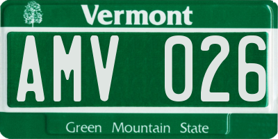 VT license plate AMV026