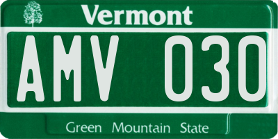 VT license plate AMV030