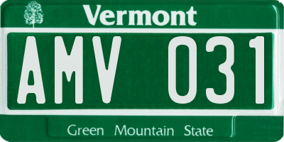 VT license plate AMV031