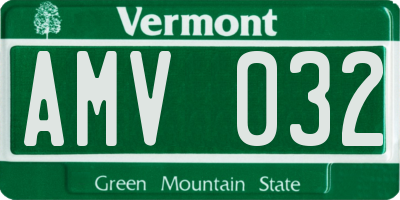 VT license plate AMV032