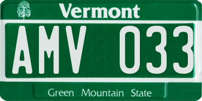 VT license plate AMV033