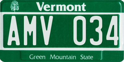 VT license plate AMV034