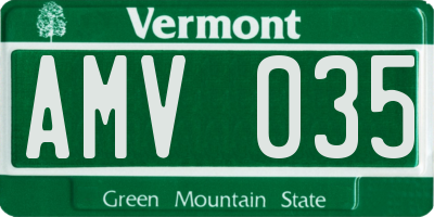 VT license plate AMV035
