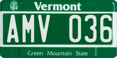 VT license plate AMV036