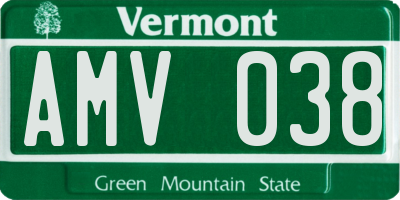 VT license plate AMV038