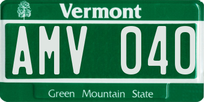 VT license plate AMV040