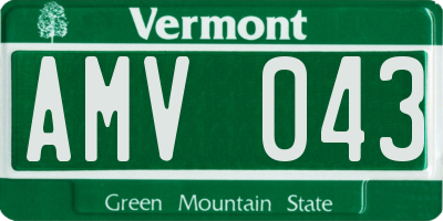 VT license plate AMV043