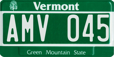 VT license plate AMV045