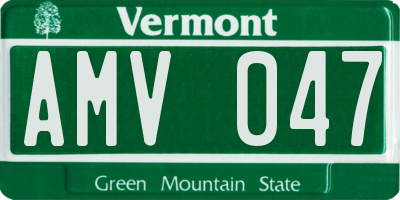 VT license plate AMV047