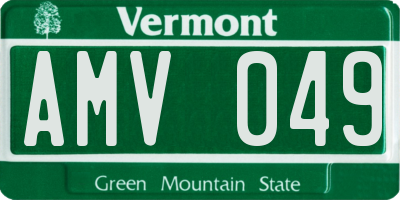 VT license plate AMV049