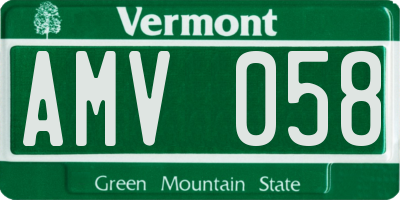 VT license plate AMV058