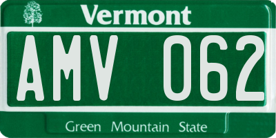VT license plate AMV062