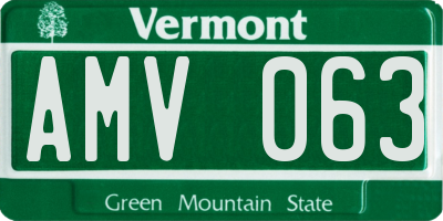 VT license plate AMV063