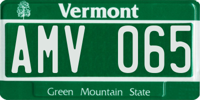 VT license plate AMV065
