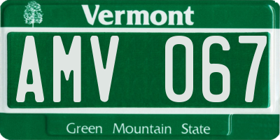 VT license plate AMV067