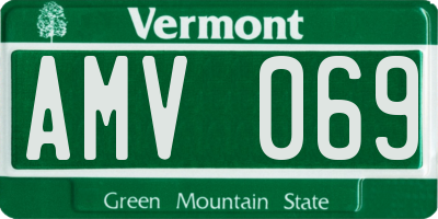 VT license plate AMV069
